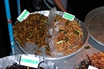 Fried silk worms and bamboo worms